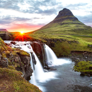 Iceland Landscape spring panorama at sunset Iceland Landscape Kirkjufell