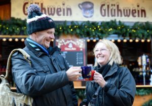 Enjoying Gluehwein at the Christkindlmarkt